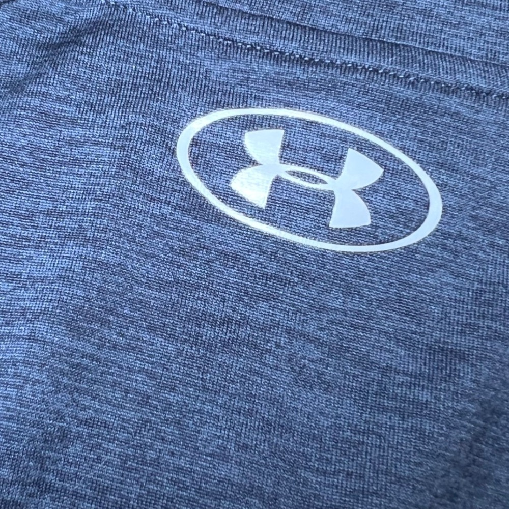 Under Armour Mens Size Large 1/2 Zip Blue Heather HeatGear Pullover Tech 2.0 - Picture 11 of 14